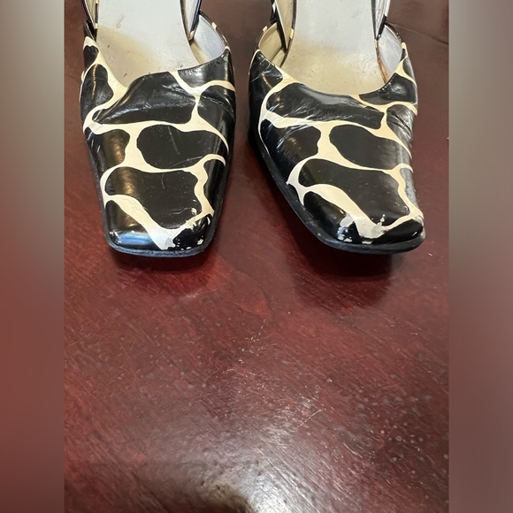 Marino Fabiani Black and White Giraffe Print Slingback Heels–Size EU 37.5 (US 7) - Picture 4 of 8